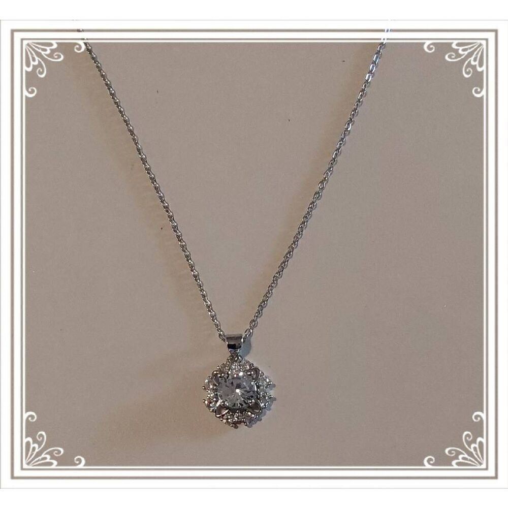 CERTIFIED Genuine Moissanite Diamond 1 Ct. Round Solitaire Explosion Necklace